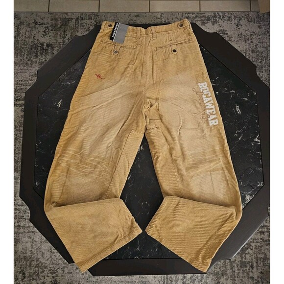 Rocawear Y2K Vintage Corduroy Pants Sz 18 Youth 30 Wide Leg Baggy Skater Jeans
